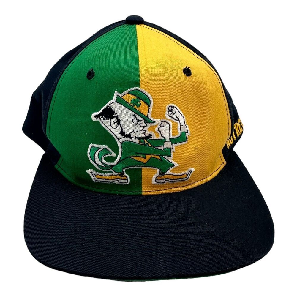 Vintage Starter Notre Dame Pinwheel‎ Hat Cap Snapback Green Yellow NCAA Football